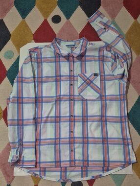 L.L.Bean Women's Long-Sleeved Plaid Button-Down Shirt.
